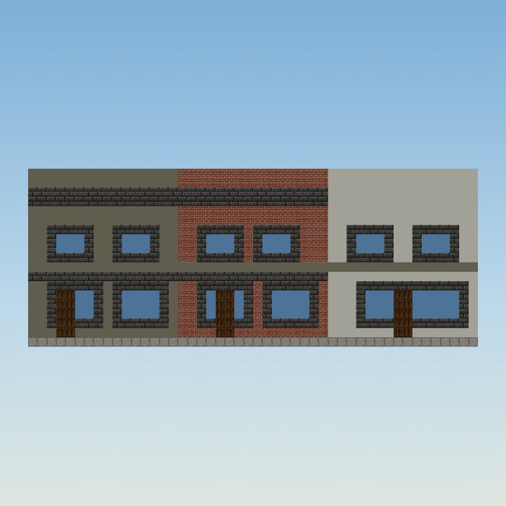 Minecraft build of the storefront row